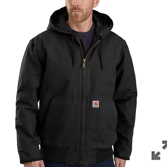 Carhartt Black J130 Hooded Jacket Size L - Picture 2 of 5
